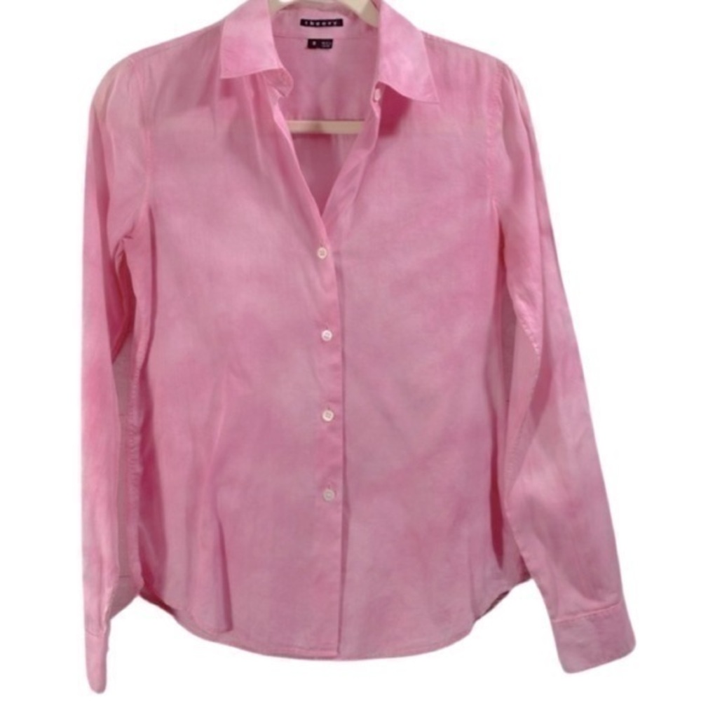 Theory women’s button down long sleeve top Size S Color Pink